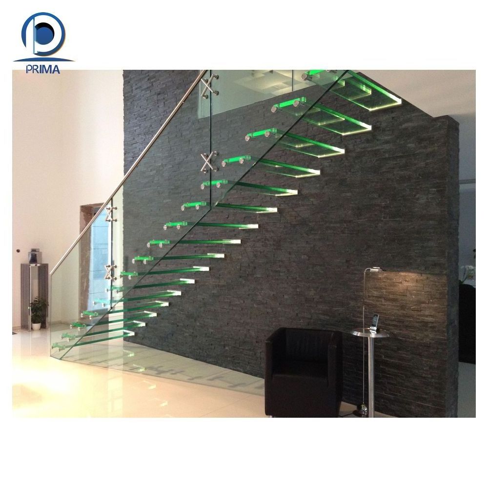 Prima Cheap price modern floating staircase/hidden cantilever stairs/enter wall type stair with glass step