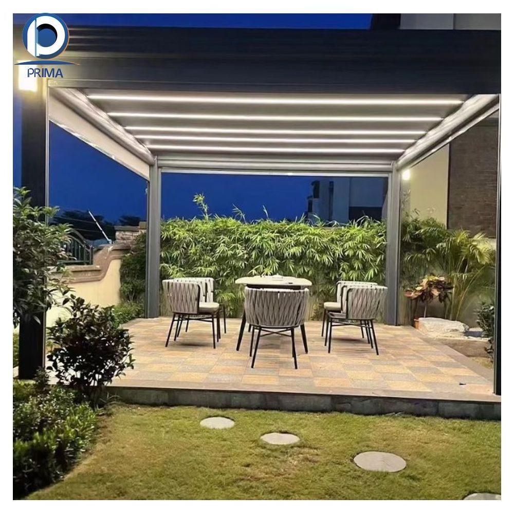 Prima RETRACTABLE GAZEBO 3X4 MOTORIZED PAVILION GARDEN OUTDOOR ALUMINIUM ELECTRIC WALL MOUNTED PERGOLA