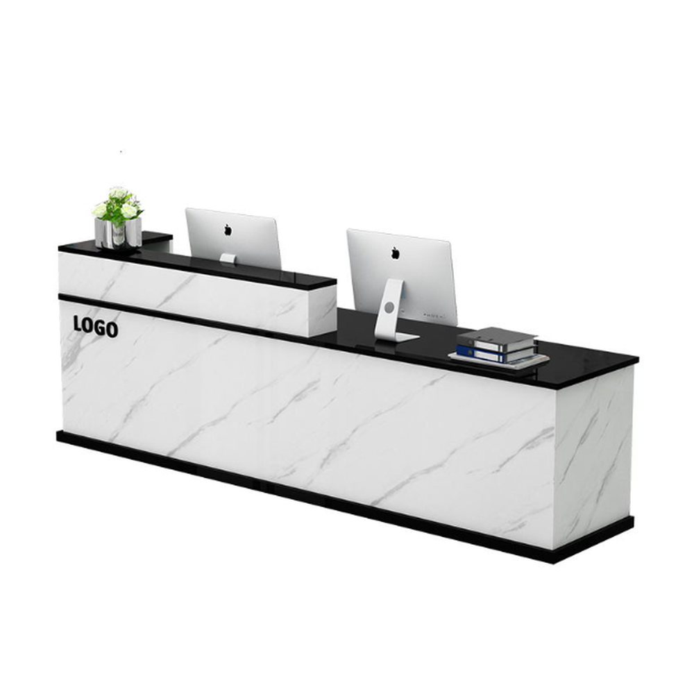 Prima Custom Modern Wood Led Salon Gym Shop MFC Cash Counter Hotel Salon Spa White Reception Desk