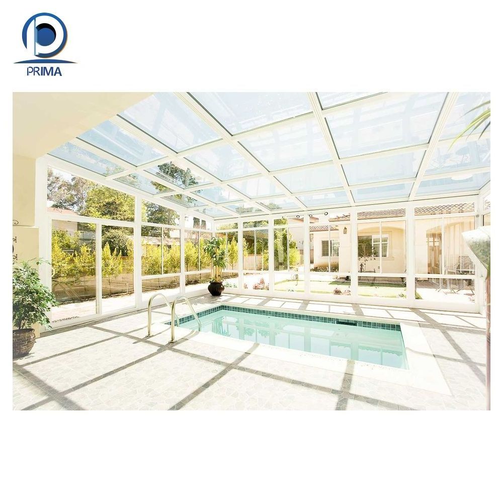 Prima ree standing prefabricated aluminium frame sunshine sun roof room tempered glass window garden sunroom