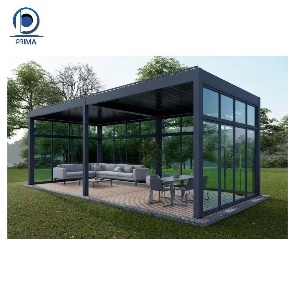 Prima High Quality Smart Aluminium Awning Patio Outdoor Garden Pool Furniture Opening Louver Roof Gazebo Electric Pavilion