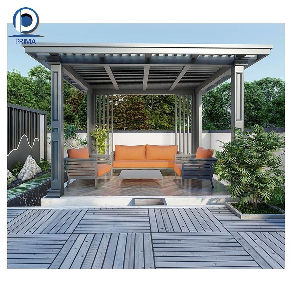 Prima Custom luxury outdoor patio pergola waterproof metal louvre garden gazebo manufacturer