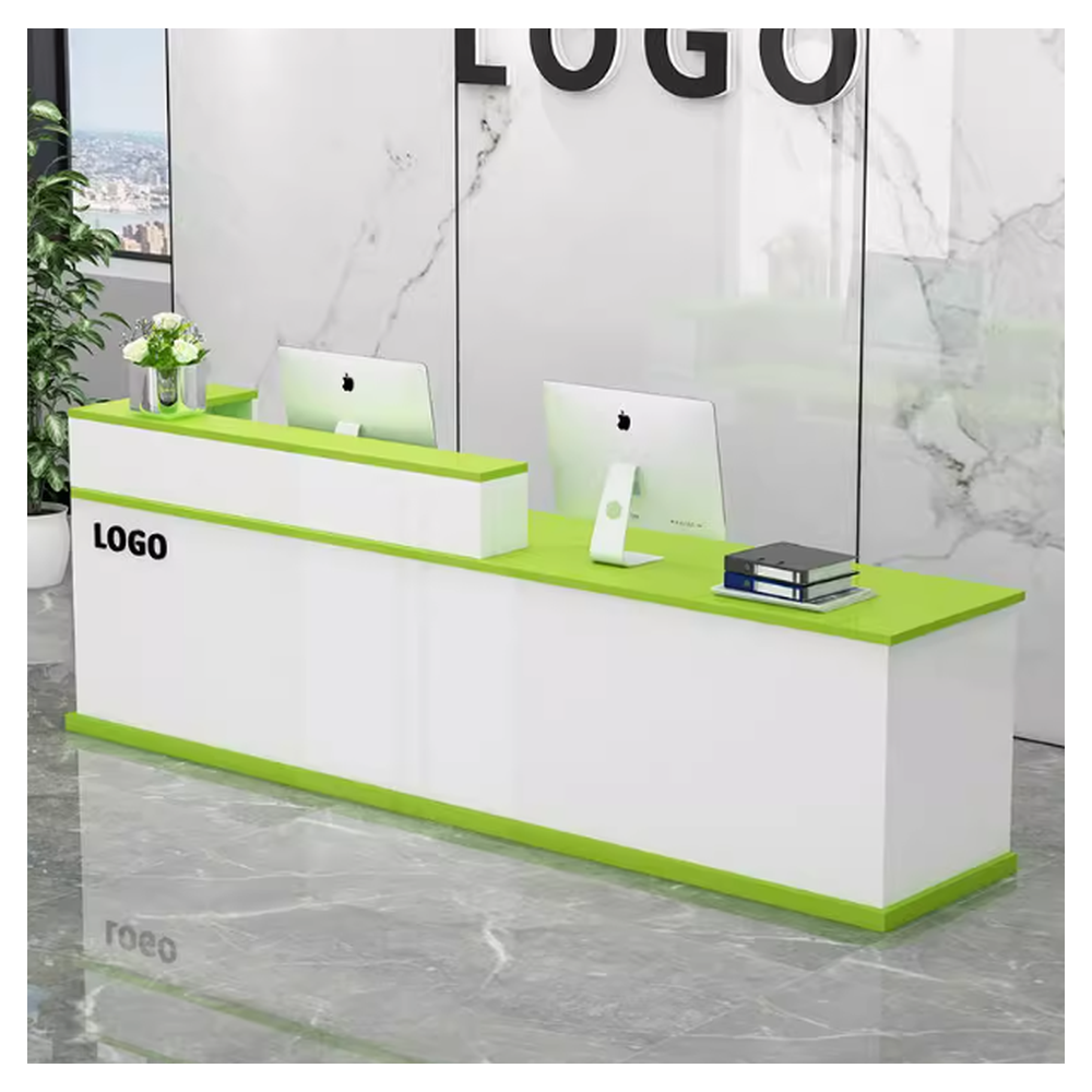 Prima Custom Modern Wood Led Salon Gym Shop MFC Cash Counter Hotel Salon Spa White Reception Desk