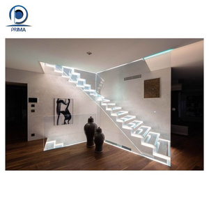 Prima Cheap price modern floating staircase/hidden cantilever stairs/enter wall type stair with glass step