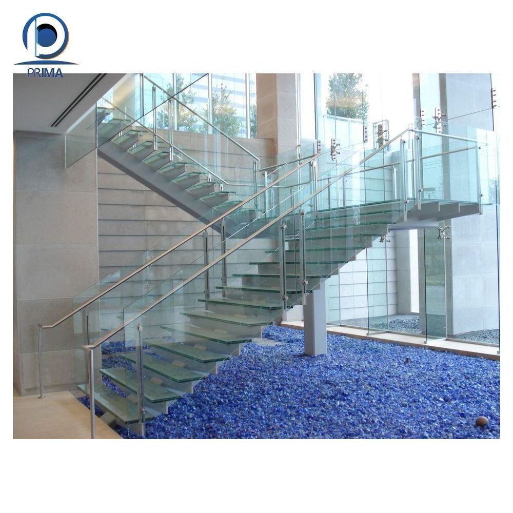 Prima Cheap price modern floating staircase/hidden cantilever stairs/enter wall type stair with glass step