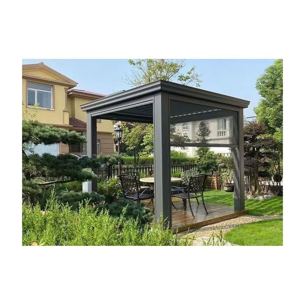 Prima Patios Waterproof Garden Gazebo Shade Roof System Cheap Exterior Louvered Pergola Aluminium Outdoor Gazebos