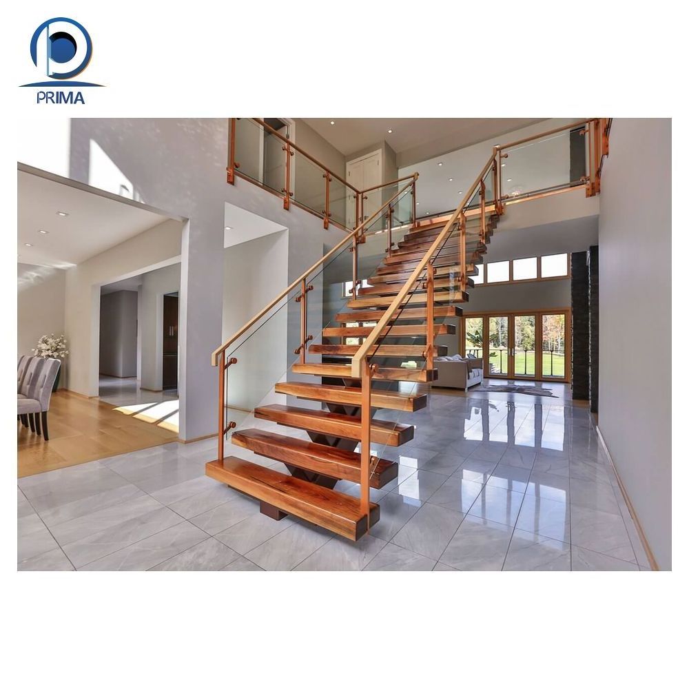 Prima Beautiful Indoor or Outdoor Stainless Steel Solid Rod Balustrade /Hollow Bar Railing and Modern Wood Handrail