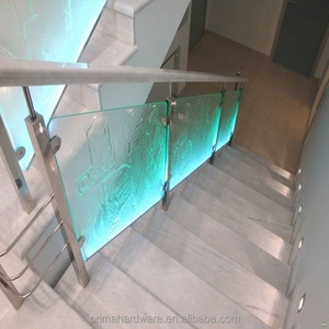 LED Light Glass Railing for Staircase Post Stainless Steel Glass Railing