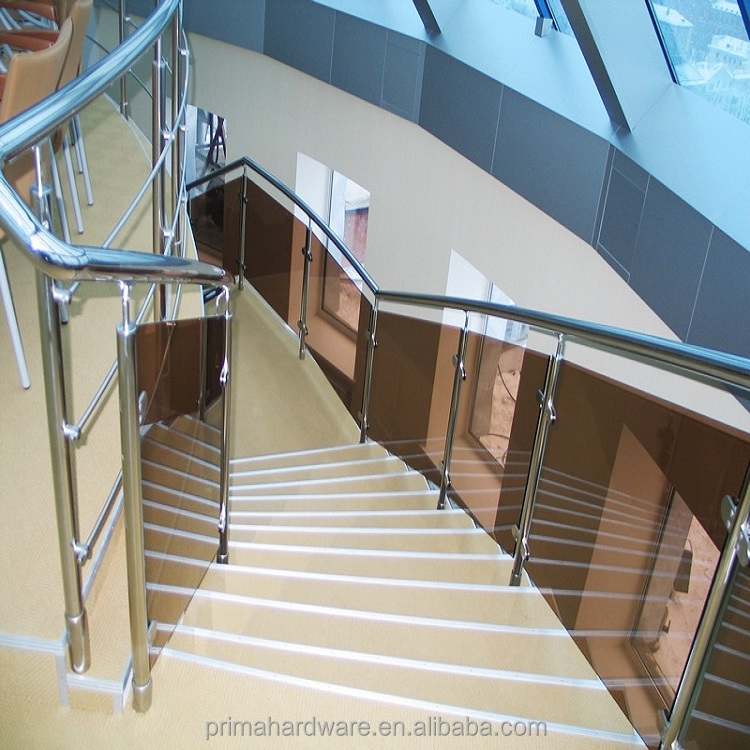 LED Light Glass Railing for Staircase Post Stainless Steel Glass Railing