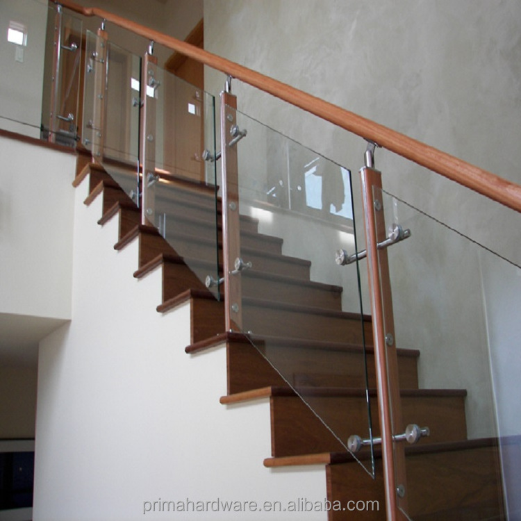 LED Light Glass Railing for Staircase Post Stainless Steel Glass Railing