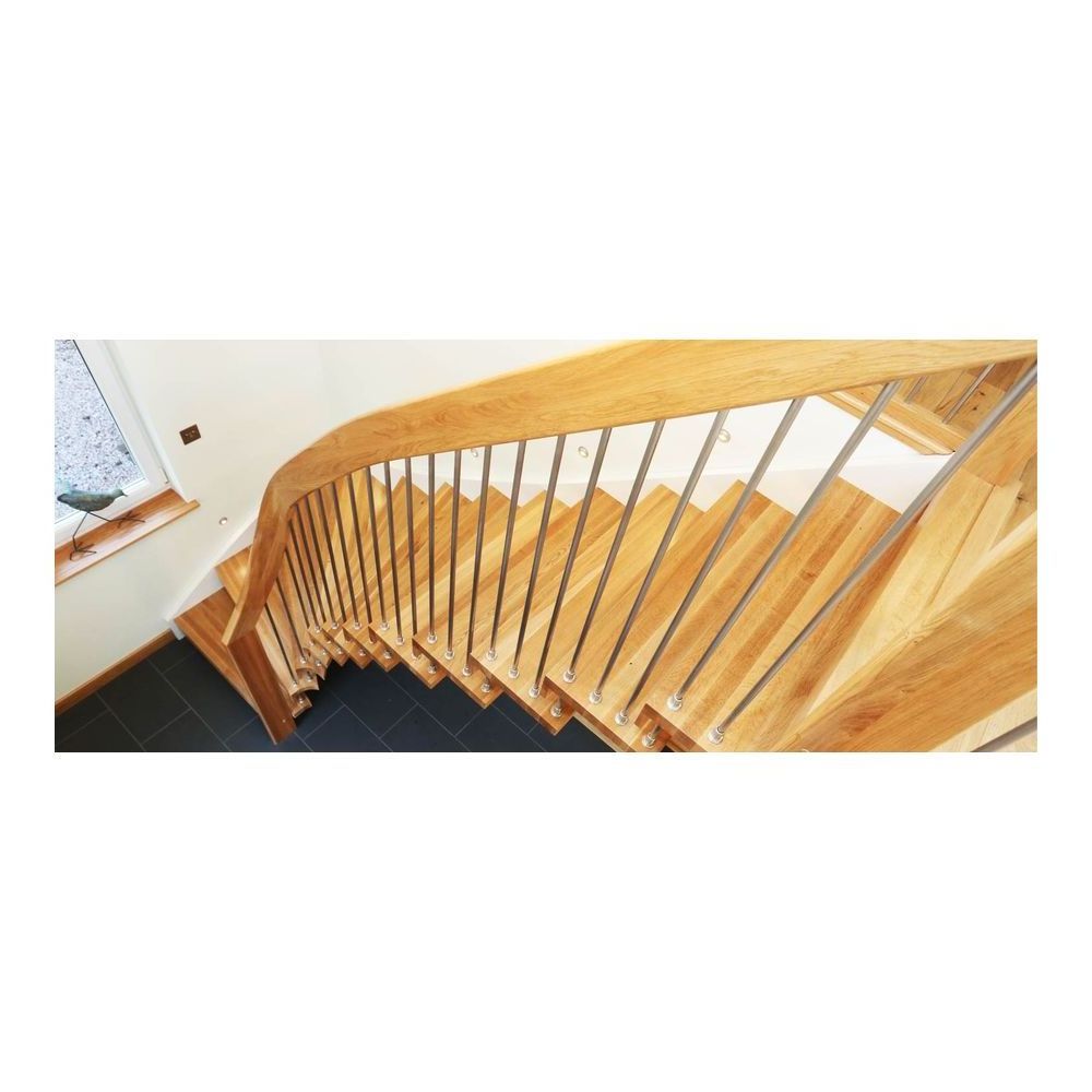 Prima Construction High Quality Code Modern Stair Floating Straight Stairs Interior Staircase with Wood Tread and Glass Railing