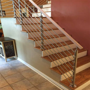 304 Stainless Steel Solid Rod Balustrade / Bar Railing and Wood Handrail