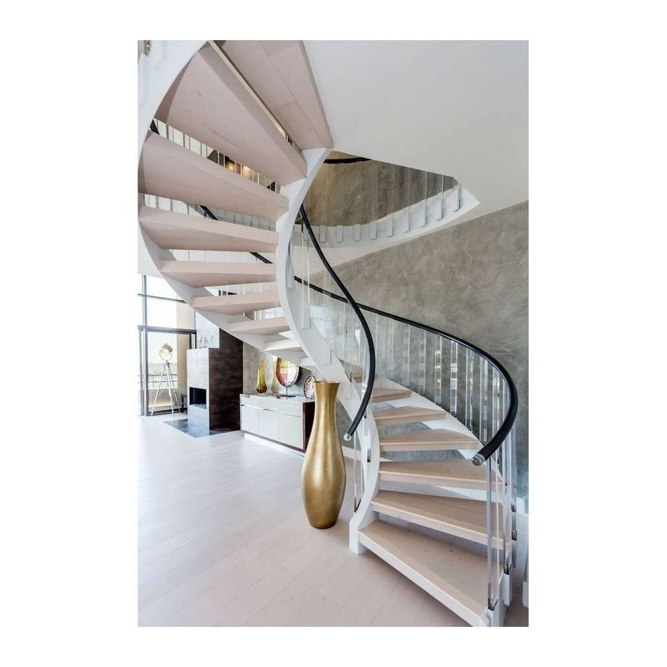 Optima Modern Curved Staircase Railing Kits Modern Customized Metal Stringer Curved Staircase Curved Staircases