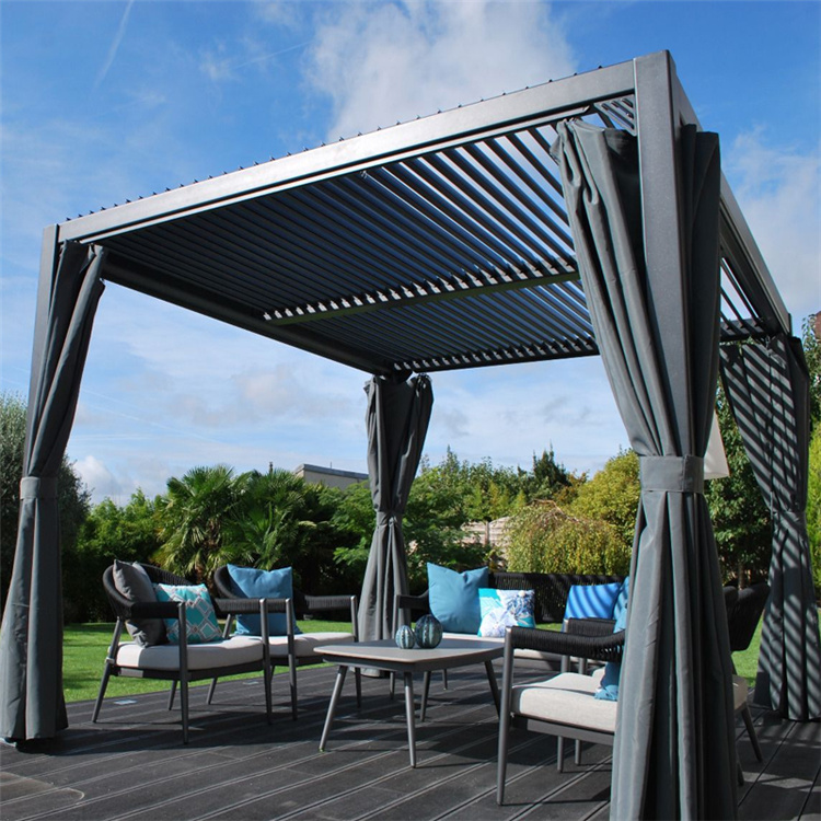 Prima Restaurant Automated Opening Louvered Roof Pergola With Lighting Aluminum Gazebo For Outdoor