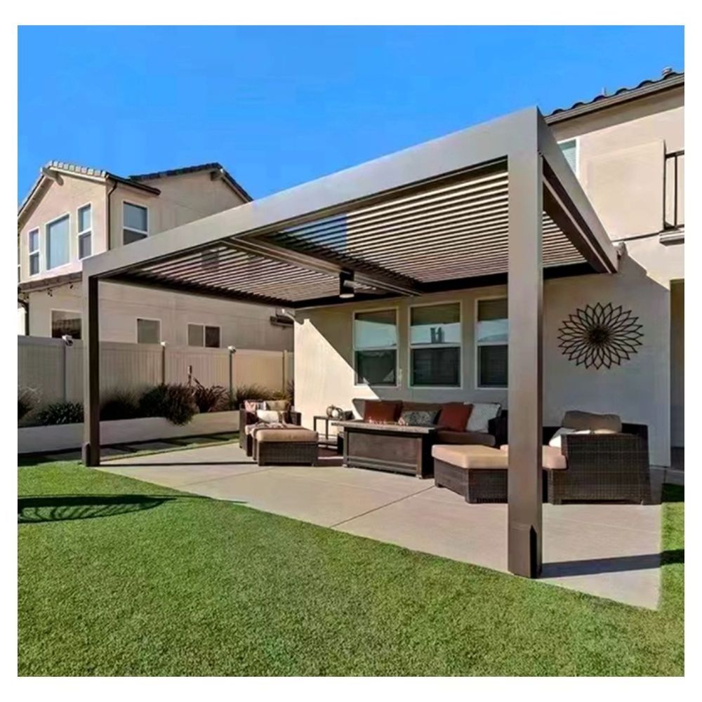 Prima Outdoor Pergola Waterproof Aluminum Pergola Gazebo With Glass Door And Roof