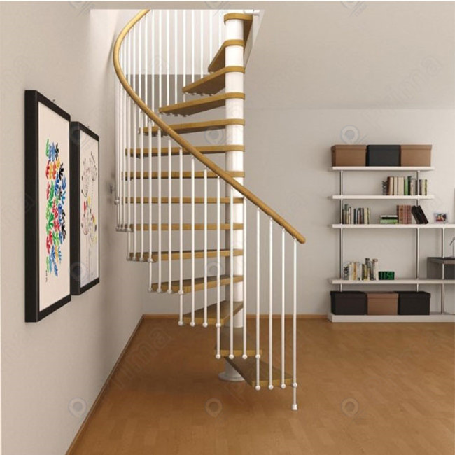 Prima Spiral Stair American White Oak Wood Loft Circular Stairs High-End Gold Indoor Spiral Staircase Home Use