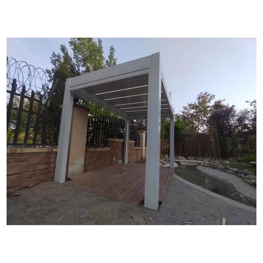 Prima Modern Outdoor Pergola Aluminum Outside Patio Sun Gazebo Shelter with Hardtop Adjustable Louvered