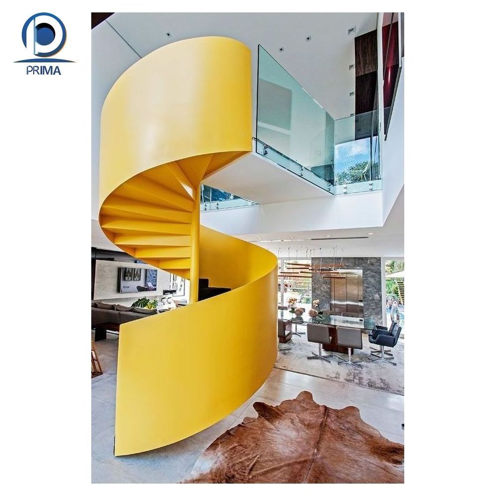 Optima  Metal Structure Rotate Staircase  Prefab Indoor Loft Stair Non Slip Step Modern Spiral Stair