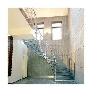 Prima Curved Staircase China Factory Folding Stairs Indoor Staircase Design Professional Wholesaler Made Metal Material Standoff