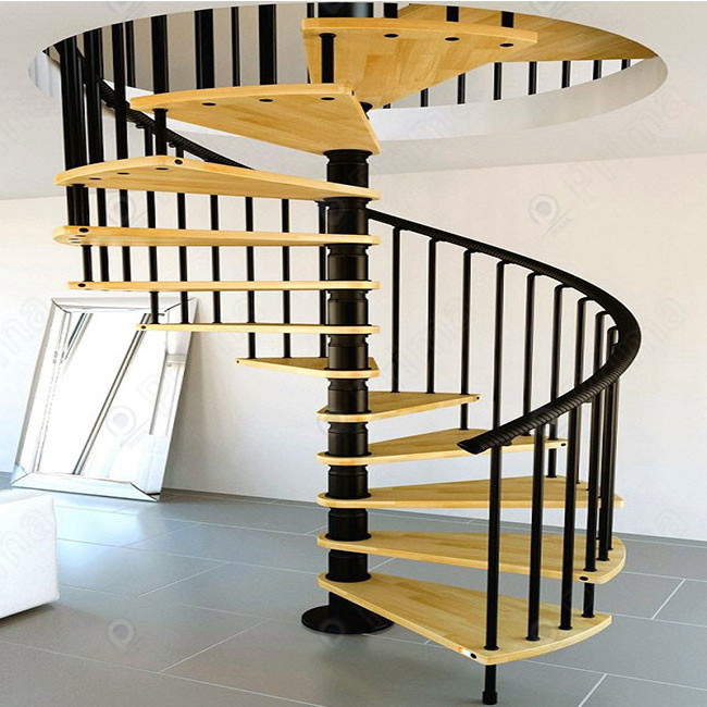 Prima Spiral Stair American White Oak Wood Loft Circular Stairs High-End Gold Indoor Spiral Staircase Home Use