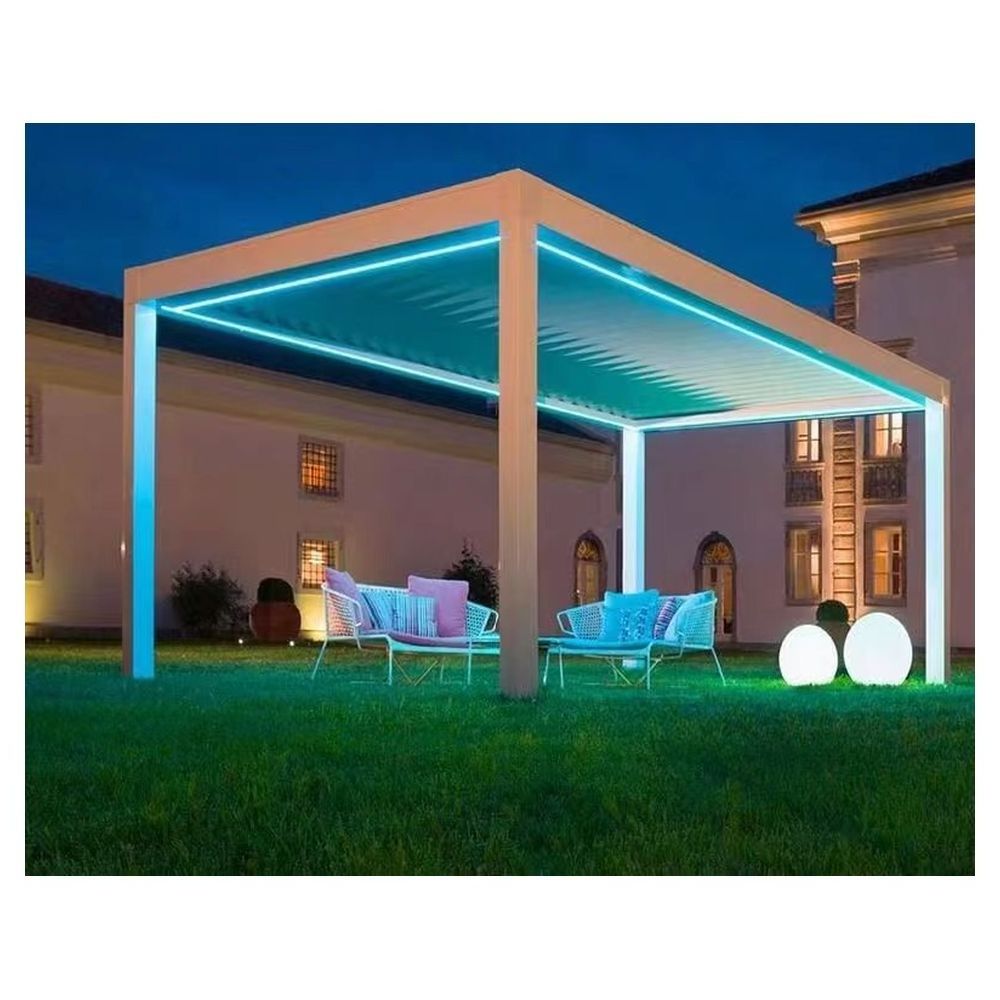 Prima Opening Louver Roof Motorized Sunshade 12x12 Garden Aluminium Gazebo Outdoor Pergola With Roof