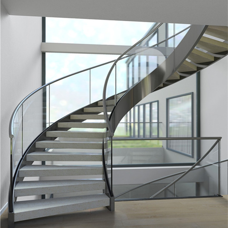 Prima Curved Staircase Save Cost Wood Stair Manufacturer Floating Staircase Hot Sale Glass Stairs