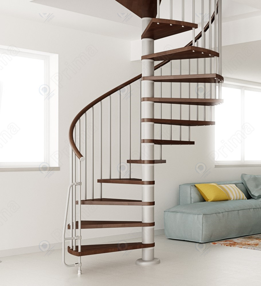 Prima Spiral Stair American White Oak Wood Loft Circular Stairs High-End Gold Indoor Spiral Staircase Home Use