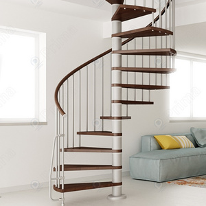 Prima Spiral Stair American White Oak Wood Loft Circular Stairs High-End Gold Indoor Spiral Staircase Home Use