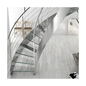 Prima Curved Staircase Save Cost Wood Stair Manufacturer Floating Staircase Hot Sale Glass Stairs