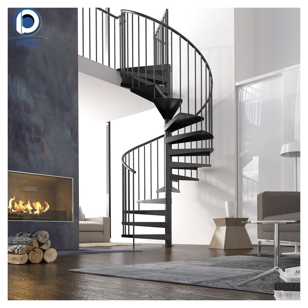 Prima Customized Simply Installation Spiral Staircase with Wooden Risers and Boxed Landing Areas Spiral Stair