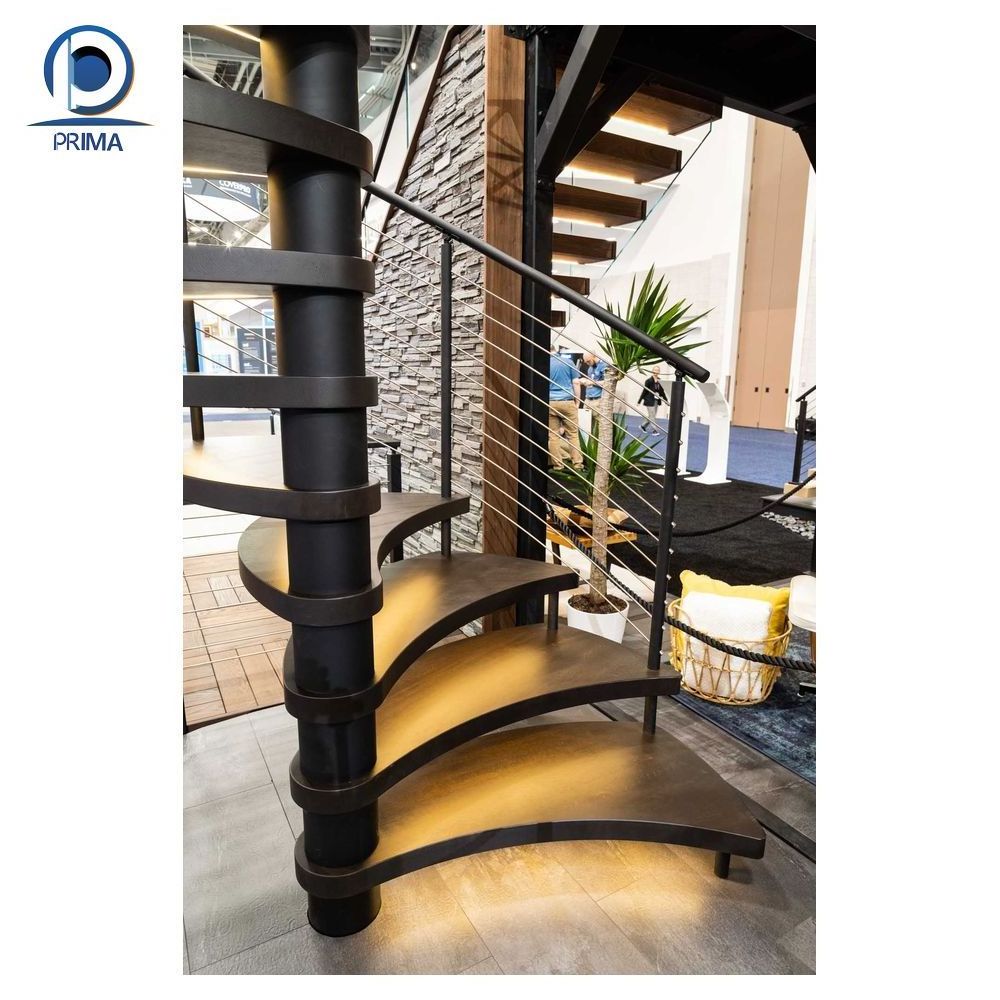 Prima Customized Simply Installation Spiral Staircase with Wooden Risers and Boxed Landing Areas Spiral Stair