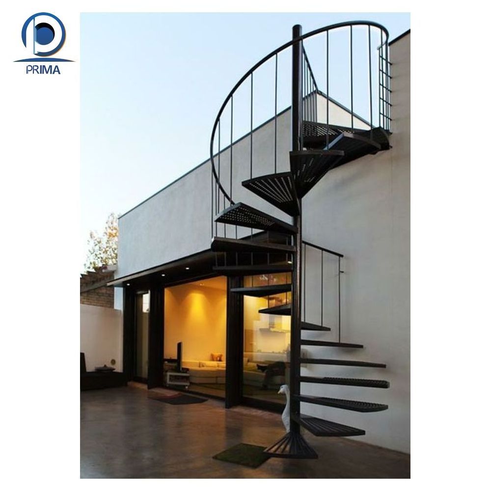 Optima  Metal Structure Rotate Staircase  Prefab Indoor Loft Stair Non Slip Step Modern Spiral Stair