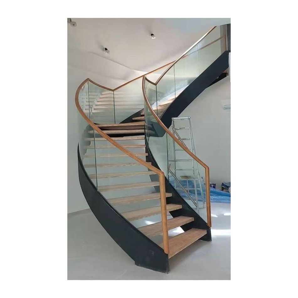 Optima Modern Curved Staircase Railing Kits Modern Customized Metal Stringer Curved Staircase Curved Staircases