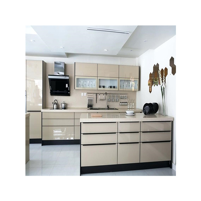 High Gloss Glossy Home Modern White Plastic Polyurethane And Laminate Furniture Kitchen Cabinet For sale