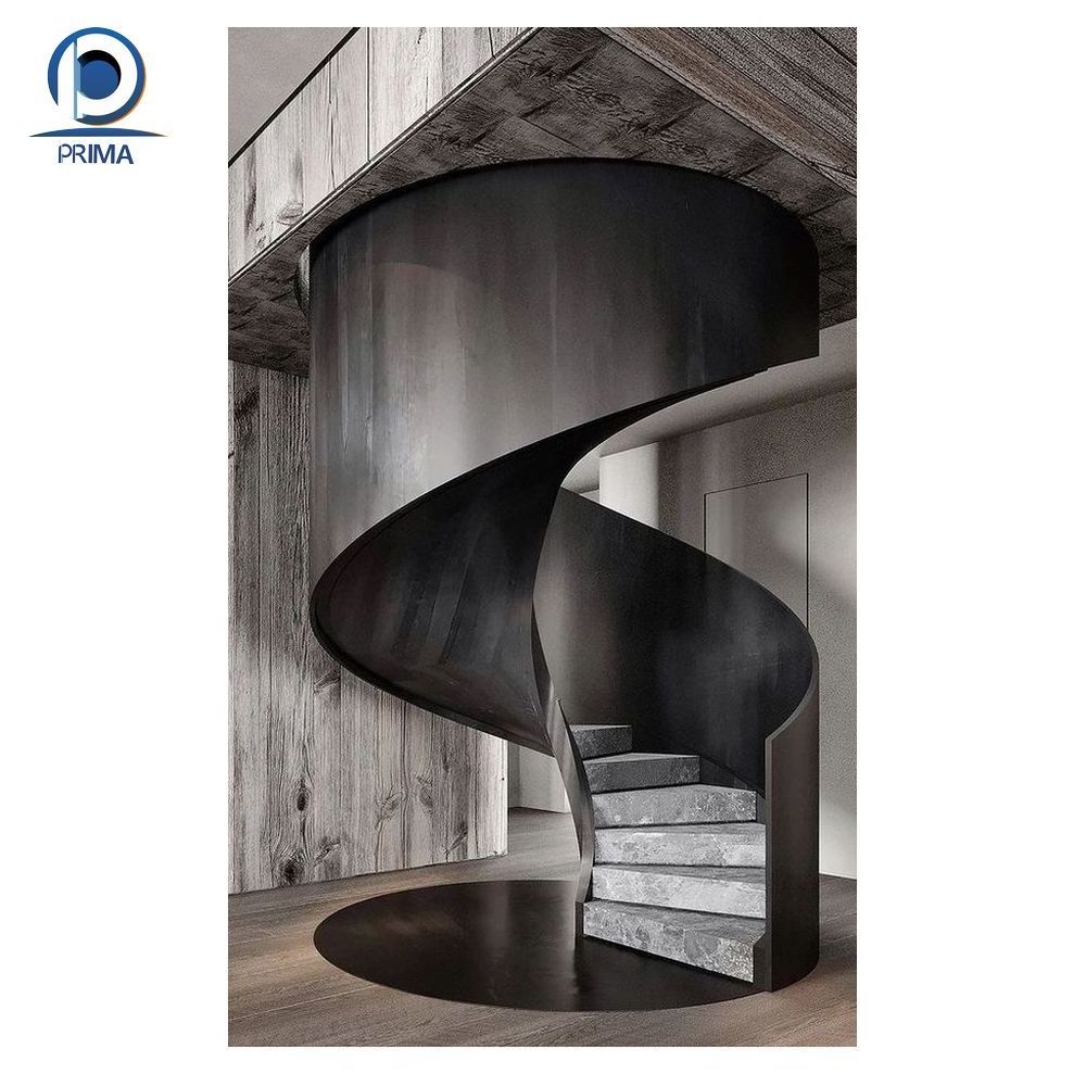 Optima  Metal Structure Rotate Staircase  Prefab Indoor Loft Stair Non Slip Step Modern Spiral Stair