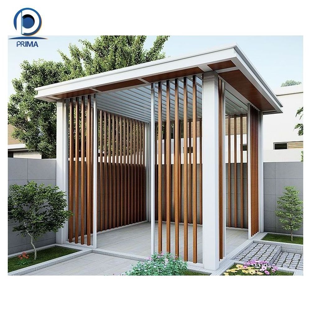 Prima Light Modern Outdoor Waterproof Motorized Bioclimatic Pergola all Aluminum Pergola Gazebo With Blinds Glass Door