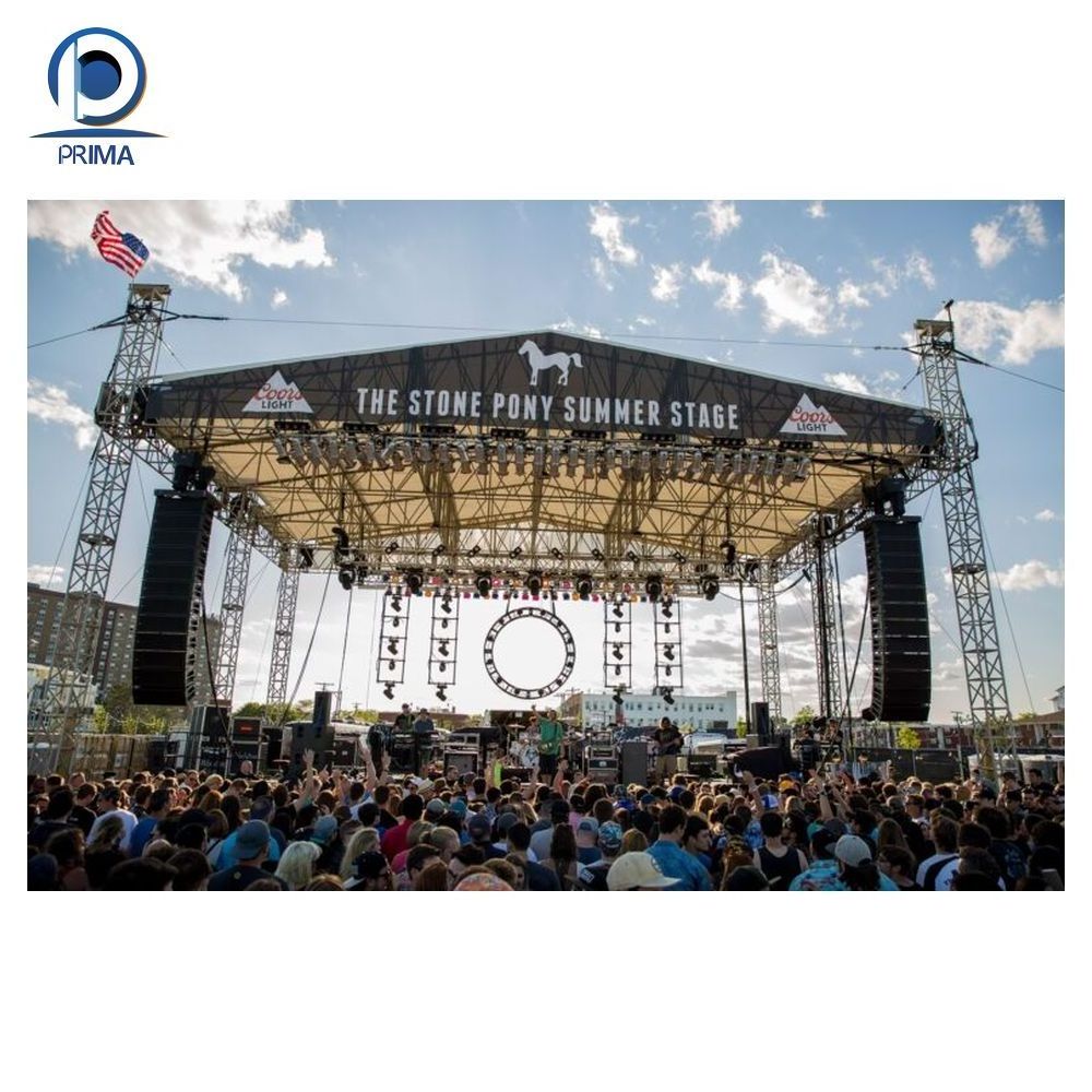 Prima High Quality Stage Truss and Dual 15 Inch Three Way Line Array Speaker with Speaker Tower Truss