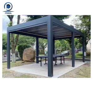 Prima Light Modern Outdoor Waterproof Motorized Bioclimatic Pergola all Aluminum Pergola Gazebo With Blinds Glass Door