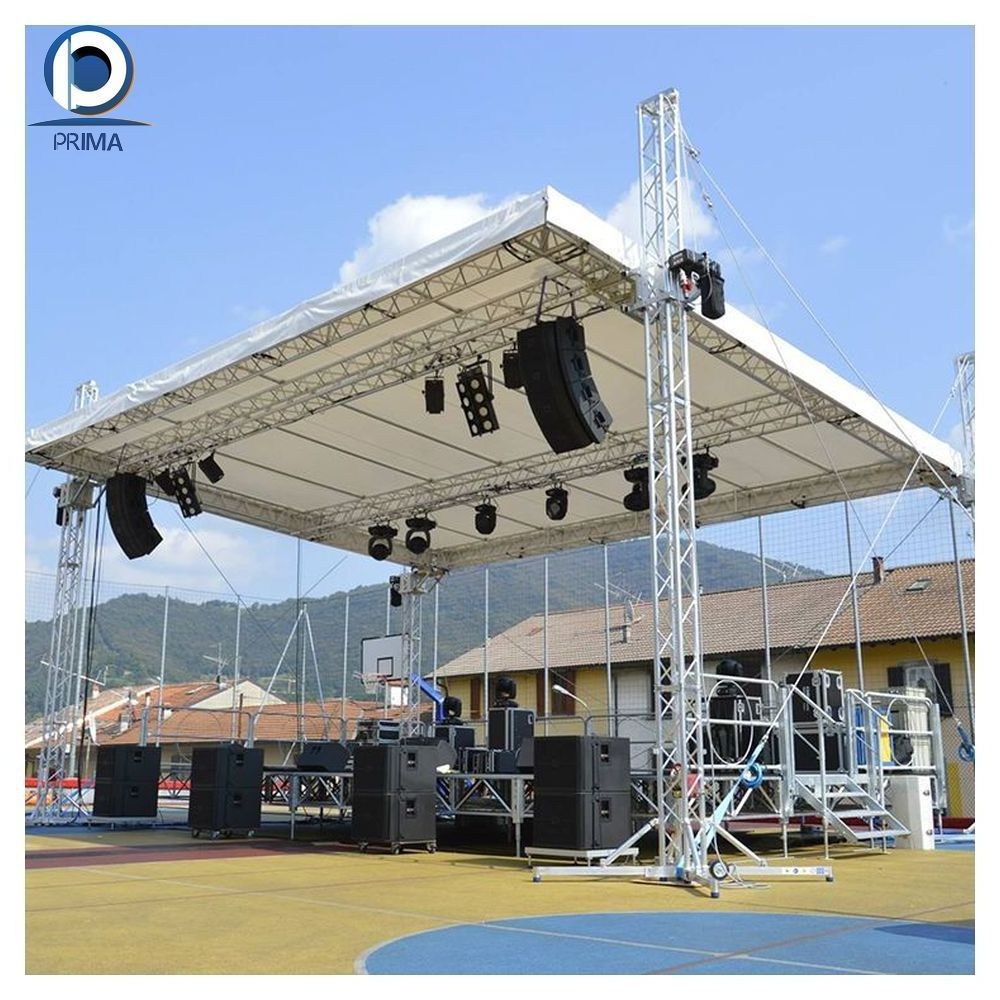 Prima High Quality Stage Truss and Dual 15 Inch Three Way Line Array Speaker with Speaker Tower Truss