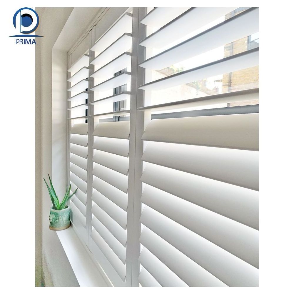 Prima double hollow glass movable upvc louver and door pvc window shutter