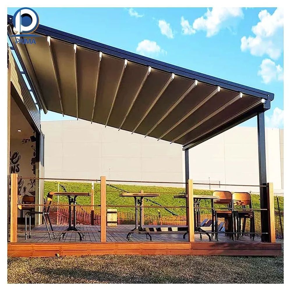 Prima Aluminium PVC Waterproof Garden Patio Cover Gazebo Opening Roofs Folding Pergola Motorized Retractable Roof