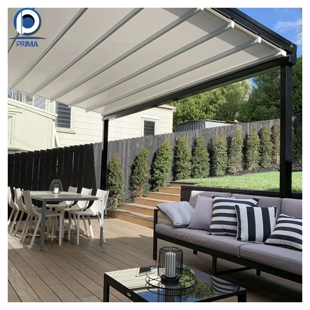 Prima New Design PVC Retractable Pergola Roof Motorized Pergola PVC Material