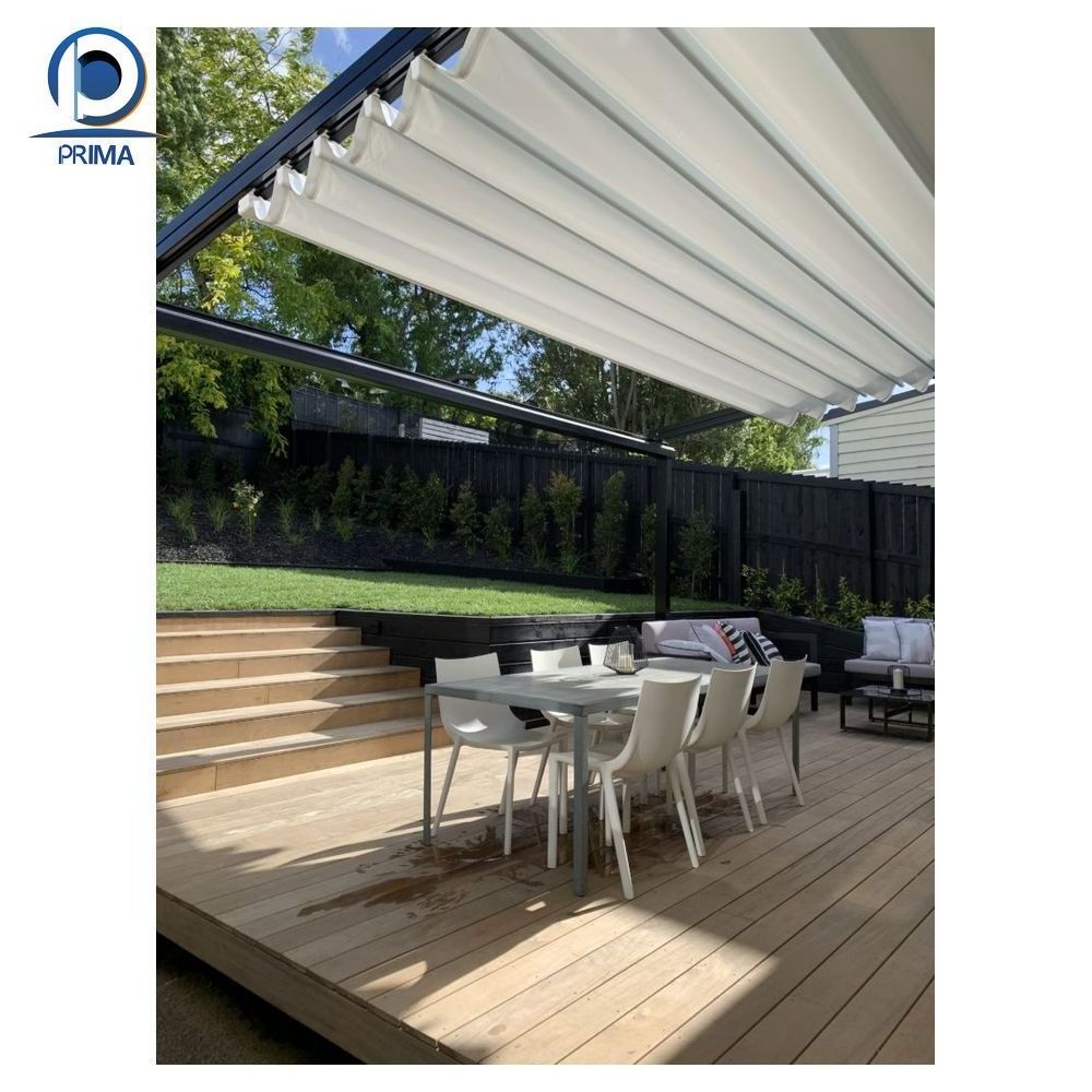 Prima New Design PVC Retractable Pergola Roof Motorized Pergola PVC Material