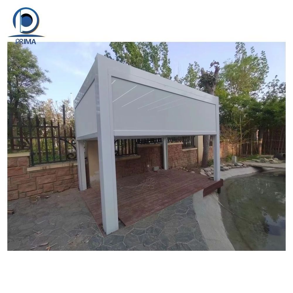 Prima Customized Modern Outdoor Furniture Remote Control Patio Aluminum Carport Waterproof Garden Gazebo Motorized Pergola