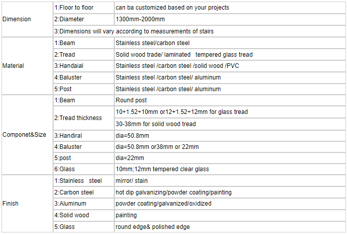 Prima foshan factory outdoor spiral staircase used spiral staircase for sale glass spiral staircase