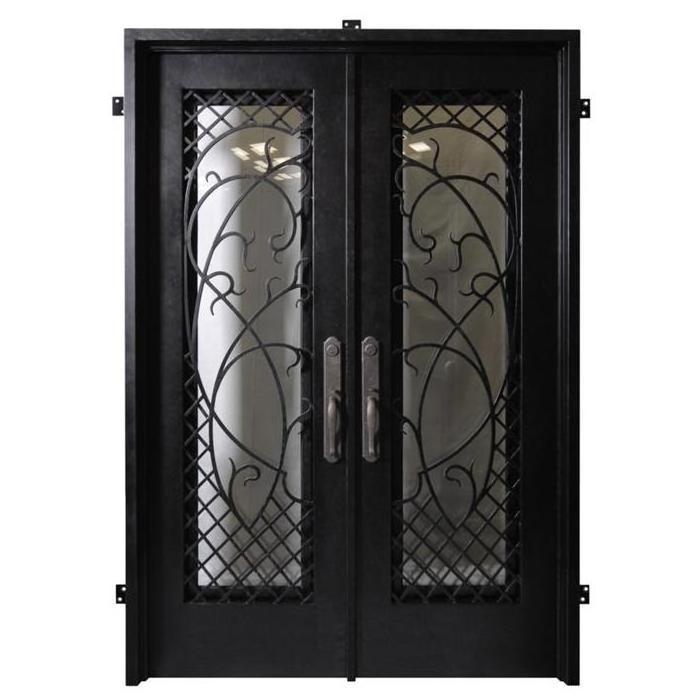 PRIMA Customized Factory Modern Entrance Security Front Doors Wrought Iron Door Design