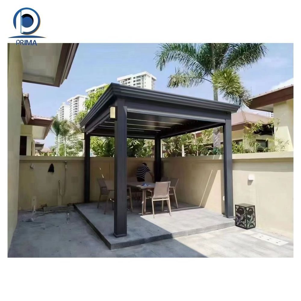 Prima Customized Modern Outdoor Furniture Remote Control Patio Aluminum Carport Waterproof Garden Gazebo Motorized Pergola