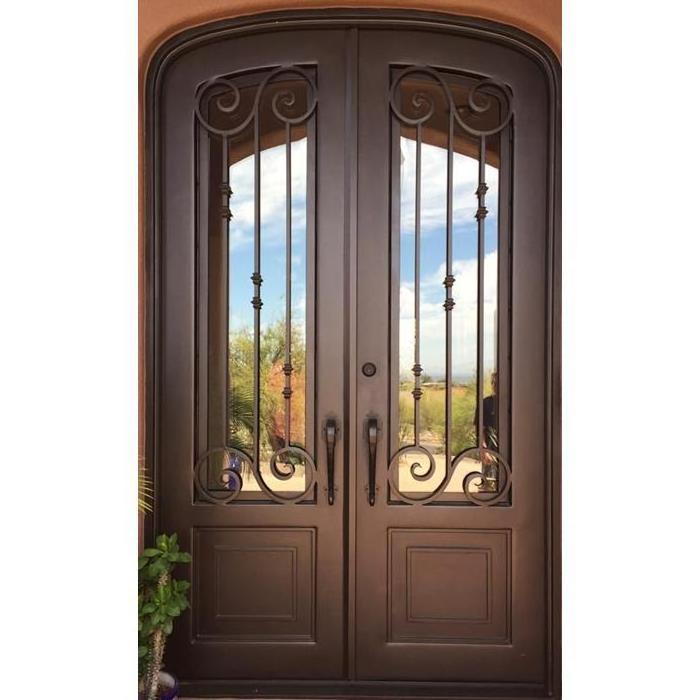 PRIMA Customized Factory Modern Entrance Security Front Doors Wrought Iron Door Design