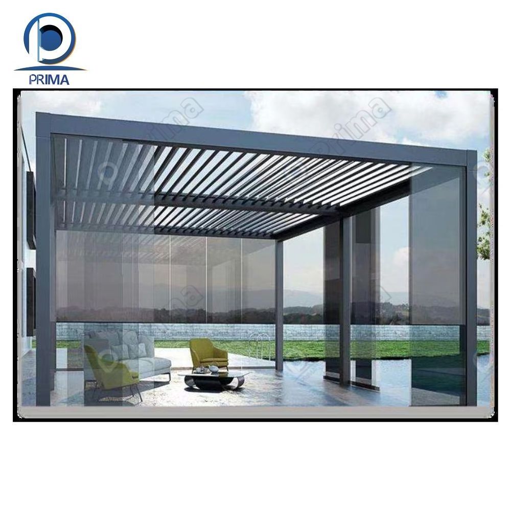 Prima Louver Roof Motorized Sunshade 12x12 Garden Aluminium Gazebo Outdoor Pergola With Roof