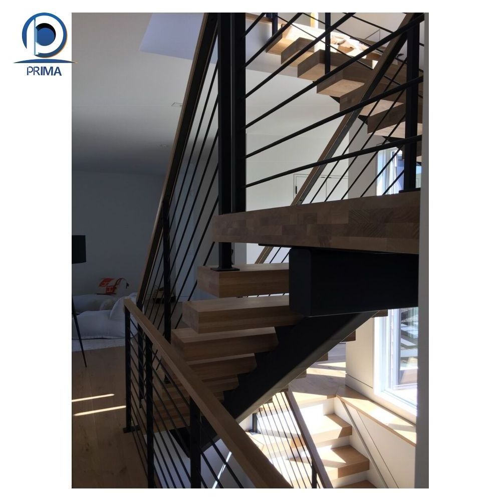 Prima Staircase Commercial Building Carbon Metal Handrail Hidden Interior Railings Small Place Floating Staircase Stair